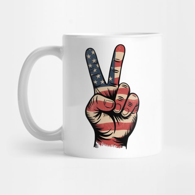 USA Flag Peace Sign Hand 4th of July Patriotic by Creatifly Graphic Tees